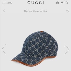 Gucci Denim Monogram Cap with Tan Trim